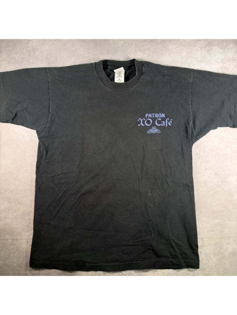 Vintage Patron XO Cafe Tequila Bull Graphic T-Shirt Black Mens Size XL Fruit